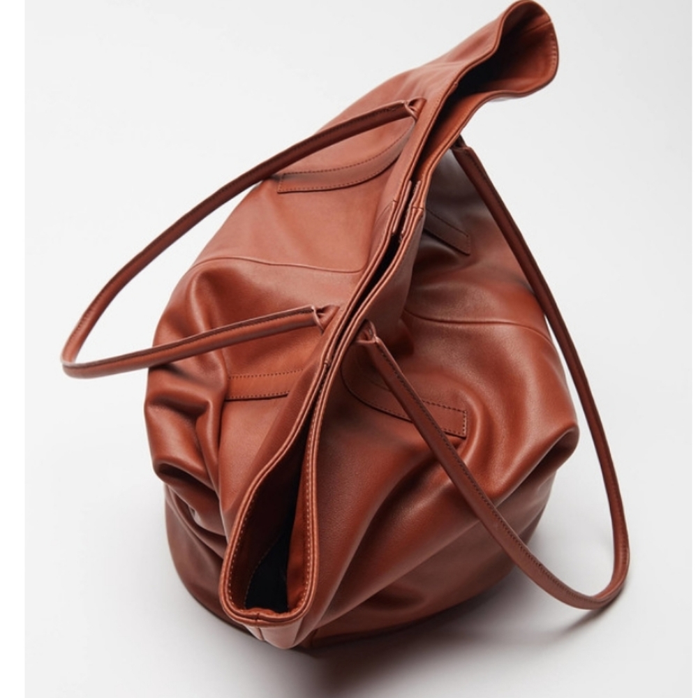 Leather Masella Vagabond Slouchy Bag  NWT Brown